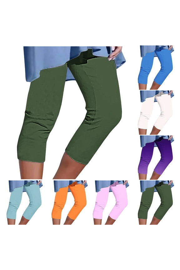 Capris for Women High Waisted Capri Leggings Stretchy Slim Fit Workout Croppped Pants Tummy Control Skinny Capri Pants 90 Off Clearance Sale Pink XXL