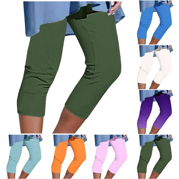 Feancey Capris for Women High Waisted Capri Leggings Stretchy Slim Fit Workout Croppped Pants Tummy Control Skinny Capri Pants Holiday Clearance White XL