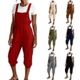 thumbnail image 1 of Feancey Cargo Overalls for Women Cropped Casual Bib Jumpsuits Summer Sleeveless Hiking Capri Pants Romper with Pockets Khaki L, 1 of 8