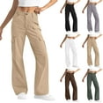 thumbnail image 1 of Feancey Cargo Pants for Women Straight Leg Mid Rise Work Pant Multi Pocket Trendy Hiking Pants Solid Color Casual Carpenter Trousers Black XL, 1 of 8
