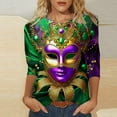 thumbnail image 1 of Feancey Carnival T Shirts for Women Holiday Casual 3/4 Sleeve Tunic Tops Mardi Trendy Gras Mask Print Round Neck Blouse 2025 Fall Holiday Party Tee Top Sales Today Multicolor 5XL, 1 of 5