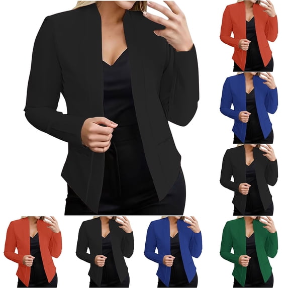 Feancey Casual Blazer for Women Trendy Fall Open Front Cardigans Long Sleeve Work Office Outfit Bussiness Jacket Fashion Plus Size Suit Jackets Orange S