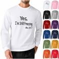 thumbnail image 1 of Feancey Casual Long Sleeve T Shirts for Men Yes I'm Still Freezing Letter Printed Tshirt Big and Tall Fashion Regular Fit Tee Shirt Crewneck Pullover Shirt Pink XL, 1 of 6