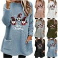 thumbnail image 1 of Feancey Christmas Fleece Sweatshirts for Women Novelty Gnome Printed Thermal Tops Winter Fuzzy Warm Loungewear Cozy Casual Loose Pullover with Pockets Black L, 1 of 5