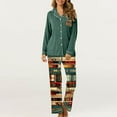 thumbnail image 1 of Feancey Christmas Lounge Sets for Women Vintage Xmas Printed 2 Piece Set Soft Long Sleeve Button Down Sleepwear and Pants Pajama Two Piece Multicolor XXL, 1 of 7