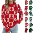 thumbnail image 1 of Feancey Christmas Plaid Sweaters for Women Turtleneck Long Sleeve Pullover Tops Winter Warm Cotton Knit Sweater Loose Fit Casual Jumpers Red S, 1 of 9