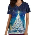 thumbnail image 1 of Feancey Christmas Print Scrub Tops for Women Novelty Xmas Tree Graphic Nurse Medical Scrubs Xmas Casual V-Neck Working T Shirts with Pockets Multicolor L, 1 of 4