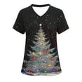 thumbnail image 1 of Feancey Christmas Scrub Tops Women Plus Size Casual Nursing Scrubs Holiday Casual Short Sleeve V Neck Tshirts Trendy Xmas Tree Graphic Tees Multicolor L, 1 of 5