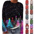 thumbnail image 1 of Feancey Christmas Sweaters for Women Novelty Xmas Tree Graphic Sweatshirts Knitting Cotton Long Sleeve Crewneck Pullover Tops Holiday Casual Loose Sweater Purple XXL, 1 of 6