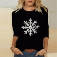 thumbnail image 1 of Feancey Christmas T Shirts for Women Plus Size 3/4 Sleeve Blouse Funny Santa Claus Printed Tunic Tops Crew Neck Casual Loose Graphic Tees Black M, 1 of 4