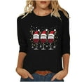 thumbnail image 1 of Feancey Christmas Tee Shirts for Women Plus Size 3/4 Sleeve Tunic Tops Holiday Casual Round Neck Loose Blouse Dressy Trendy Going Out T-Shirt Black 5XL, 1 of 6