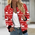 thumbnail image 1 of Feancey Clearance Sales Womens Bomber Jacket Christmas Print Teen Girls Trucker Biker Zip Up Flight Jackets Casual Long Sleeve Lightweight Pockets Jacket Multicolor M, 1 of 5
