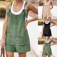 thumbnail image 1 of Feancey Cotton Linen Jumpsuit for Women Plus Size Casual Adjustable Strap Rompers Sleeveless Bib Short Overalls with Pockets Sales Today Khaki XL, 1 of 6