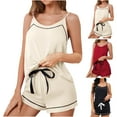 thumbnail image 1 of Feancey Cotton Two Piece Pajama Sets for Women Summer Sleeveless Cami Top with Shorts Matching Set Soft Cute Lounge Pjs Set Solid Sleepwear Two Piece Prime Sales Red XL, 1 of 10