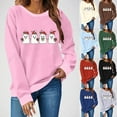 thumbnail image 1 of Feancey Crewneck Sweatshirt for Women Cute Ghost Print Long Sleeve Tops Holiday Casual Fleece Lined Sweatshirts Comfy Loose Crewneck Pullovers Blue XXL, 1 of 5