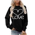 thumbnail image 1 of Feancey Crewneck Sweatshirts Womens Valentine's Day Sweatshirt Love Heart Print Graphic Shirts Lightweight Casual Long Sleeve Pullover Tops Black XXL, 1 of 5