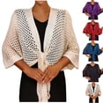 thumbnail image 1 of Feancey Crochet Cardigans for Women Cropped Casual Knit Shawl Shrug Knitted Hollow Out Cover Ups Tie Front Shrug Cardigan Tops Black Free Size, 1 of 6