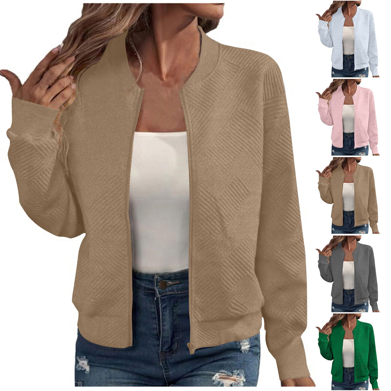 Zig Zag Colorful Pattern Print Women Casual Bomber Jacket