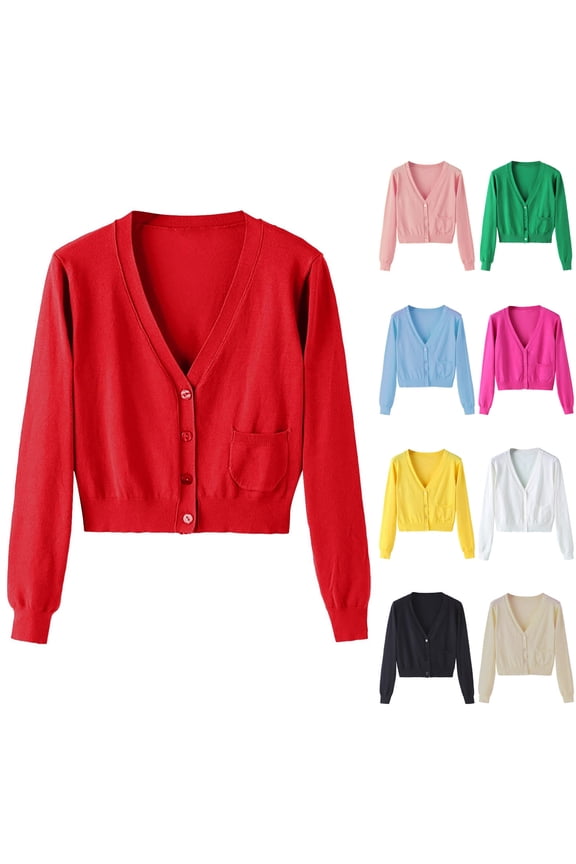 Cropped Plus Size Cardigan for Women Button Down V Neck Long Sleeve Cardigans Dressy Casual Ribbed Knit Sweaters Black 4XL