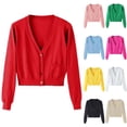 thumbnail image 1 of Feancey Cropped Plus Size Cardigan for Women Button Down V Neck Long Sleeve Cardigans Dressy Casual Ribbed Knit Sweaters White 4XL, 1 of 4