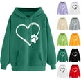 thumbnail image 1 of Feancey Cute Hoodies for Women Oversized Casual Heart Print Drawstring Hooded Sweatshirts Long Sleeve Fleece Fall Outfits with Pocket Black L, 1 of 6