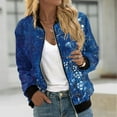 thumbnail image 1 of Feancey Daily Sales Women's Floral Bomber Jackets Lightweight Fashion Zip Up Trucker Jackets Fall Casual Long Sleeve Elastic Ribbed Comfy Flight Jacket with Pockets Multicolor M, 1 of 5