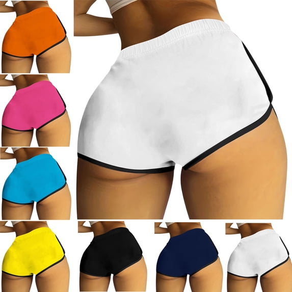 Feancey Dance Booty Shorts for Women Stretchy High Waisted Workout Shorts Seamless Butt Lifting Mini Hotpants Ladies Shorts Summer Clothes Navy S