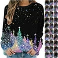 thumbnail image 1 of Feancey Christmas Sweatshirts for Women Trendy Glitter Xmas Tree Graphic Print Long Sleeve Tops Loose Fit Casual Round Neck Pullover Blouse Multicolor4 L, 1 of 7