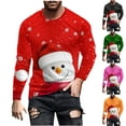 thumbnail image 1 of Feancey Deals of The Day Clearance Prime Sale Men's Vintage Christmas Long Sleeve Tshirts 3D Snowman Print Crewneck Tops Big And Tall Xmas Graphic Tees for Men Fashion Hipster Tee Shirts Black XXL, 1 of 6