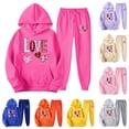 thumbnail image 1 of Feancey Sweatsuit for Women Trendy Love Heart Print Hoodies and Jogging Sweatpants Matching Set Valentines Day Cute 2 Piece Lounge Sets Yellow S, 1 of 6
