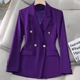thumbnail image 1 of Feancey Elegant Suit Jackets for Women Peak Lapel Double Breasted Blazers Lightweight Long Sleeve Casual Business Blazer Jacket Purple L, 1 of 5