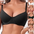 thumbnail image 1 of Feancey Everyday Push Up Bras for Women Deep V Neck Wireless Brassiere Solid Color Breathable Supportive Bralettes Casual No Underwire Bra Black XXL, 1 of 8