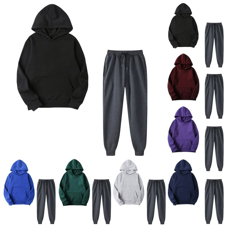 Feancey Fall Outfits for Women 2 Piece Hoodie Tracksuit Long Sleeve Hooded Sweatshirt and Drawstring Waist Sweatpants Sweatsuits Set Casual Jogger Matching Suits Back to College Sale Purple M Walmart....