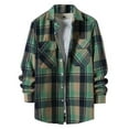 thumbnail image 1 of Feancey Fall Savings Flannel Shacket for Men Plaid Long Sleeve Button Down Shirt Jackets Lightweight Fashion Fall Flannel Shirt Jacket with Pocket Green L, 1 of 6