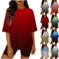 thumbnail image 1 of Feancey Fashion Workout Sets for Women Gradient Color Summer Outfits Short Sleeve Oversized T-Shirts and Boy Shorts Lounge 2 Piece Set Light Blue XXL, 1 of 7