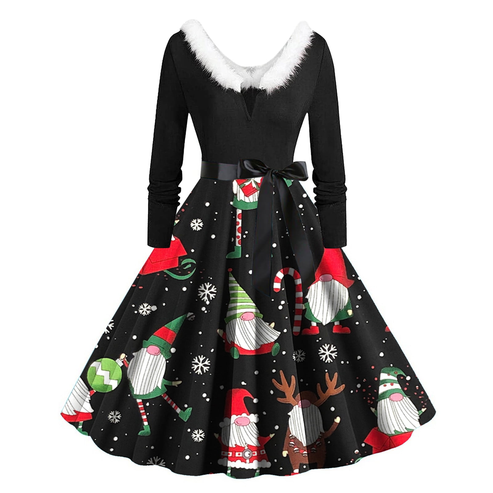 Feancey Festive Women's Christmas Dress Plus Size,Womens Christmas Midi