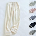 thumbnail image 1 of Feancey Flannel Pajama Bottoms Women Comfort Fleece Lounge Pants Ribbed Casual Loose Pjs Pants Winter Thick Warm Sleepwear with Pockets Birthday Gift Pink L, 1 of 7