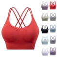 thumbnail image 1 of Feancey Womens Sports Bras Criss Cross Back Wireless Brassiere Spaghetti Strap Solid Yoga Bra for Women Seamless Sleep Bras Blue M, 1 of 4