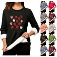 thumbnail image 1 of Feancey Fleece Liend Underwear for Women Cute Strawberry Print Pajama Tops Winter Long Sleeve Crewneck Pullover Soft Comfy Loungewear Navy S, 1 of 4
