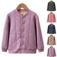 thumbnail image 1 of Feancey Fleece Lined Jacket for Girls Boys Button Down Casual Sherpa Jackets Kids Long Sleeve Warm Cardigan Outerwear Winter Sweater Coats Purple 11-13Years, 1 of 4