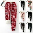 Feancey Fleece Lined Sweatpants for Women Novelty Christmas Print