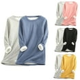 thumbnail image 1 of Feancey Fleece Lined Tops Women Plus Size Crewneck Sweatshirts Winter Warm Sherpa Pajamas Cozy Long Sleeve Thermal Underwear Top Yellow L, 1 of 5