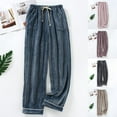thumbnail image 1 of Feancey Fleece Pajama Pants Women Drawstring Flannel Pj Bottoms High Waisted Casual Wide Leg Trousers Winter Fuzzy Warm Sleep Pants Purple L, 1 of 9