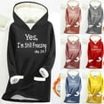thumbnail image 1 of Feancey Fleece Pullover Hoodies for Women Letter Print Hooded Sweatshirts Winter Sherpa Lined Thermal Tops Loungewear Pajamas with Pockets orange S, 1 of 4