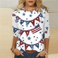thumbnail image 1 of Feancey Fourth of July Shirts for Women Plus Size 3/4 Sleeve Tops Independence Day USA Flag Print T-Shirt Summer Casual Loose Patriotic Tee Limited Time Sales Today Multicolor 3XL, 1 of 5