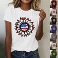 thumbnail image 1 of Feancey Fourth of July Shirts for Women Sunflower Print Short Sleeve Tops Holiday Casual American Flag Graphic Tees White XXL, 1 of 5