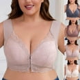 thumbnail image 1 of Feancey Front Closure Bras for Women Plus Size Lace Wireless Bra Lightly Padded Push Up Brassiere High Support Full Coverage Everyday Bralette Coffee 4XL, 1 of 6