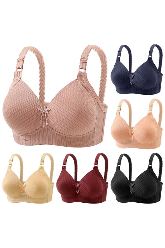 Full Coverage Bras for Women Plus Size Wireless Everyday Bra Comfort Soft Supportive Bralettes Cozy No Underwire Push Up Bras Wine 4XL