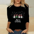 thumbnail image 1 of Feancey Funny Christmas Shirts for Women Cute Gnome Print 3/4 Sleeve Tops Holiday Casual Plus Size Blouses Comfy Loose Crewneck Tees Black 4XL, 1 of 5
