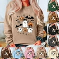 thumbnail image 1 of Feancey Funny Halloween Sweatshirts for Women Bat Pumpkin Ghost Graphic Sweatshirt Teen Girl Long Sleeve Crewneck Pullover Tops Khaki S, 1 of 4